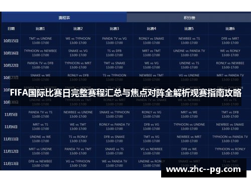 FIFA国际比赛日完整赛程汇总与焦点对阵全解析观赛指南攻略